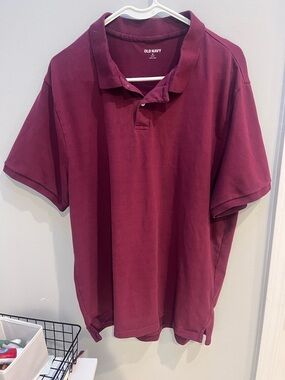 Old Navy Men's Maroon Short-Sleeve Polo